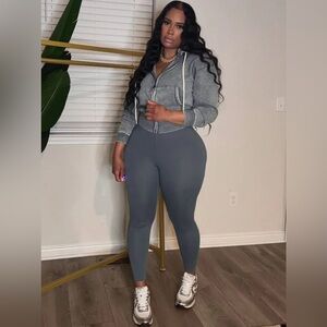 Crop hoodie set (Gray)